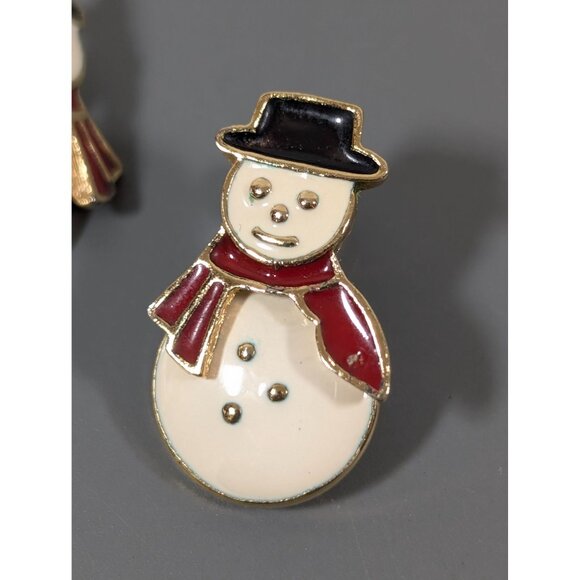 Vintage Avon Christmas Snowman Earrings Articulated Pierced Winter - Picture 3 of 7